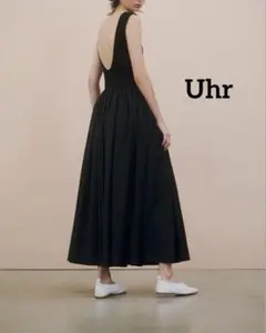 uhr ワンピース ロング ストライプ ノースリーブ ブラック