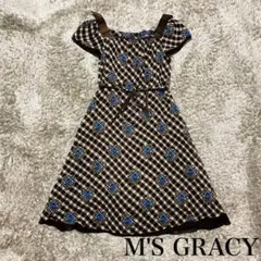 M'S GRACY エムズグレイシー ワンピース チェック 花柄 薔薇 38