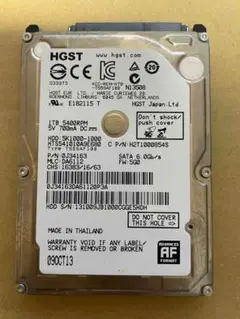 使用時間4501h HGST 2.5インチHDD 1TB 厚さ9mm 動作確認済