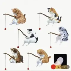 未使用新品 釣り猫フィギュア6点セット