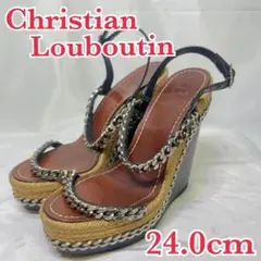 美品 Christian Louboutin サンダル ウェッジソール チェーン