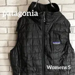 Patagonia パタゴニア ダウンベスト ブラック黒 ロゴ レディース S