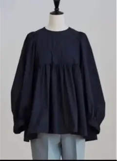 Yori パフスリーブブラウス yori ネイビー ブラウス 36