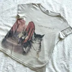 WACHIFIELD 猫イラスト プリント　Tシャツ 2A ベージュ