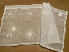 ホワイト花柄刺繍カフェカーテン　1枚
