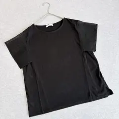 ショコラフィネローブ　半袖Tシャツ　ブラック　フリー　網袖