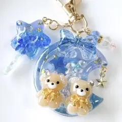 仲良しわんちゃんとくまちゃんの夜空の月シェイカー&星ロリポップ　オイルなし