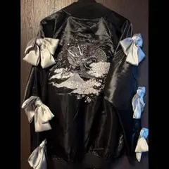 スカジャン リボンスリーブスカジャン 龍 ドラゴン リメイク 4L