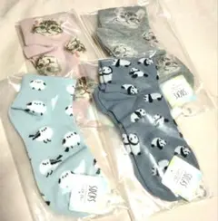 ソックス４足セット　猫、パンダ、シマエナガ柄