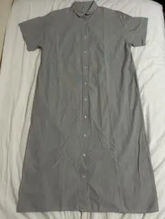 グレー 半袖 シャツワンピース M-L