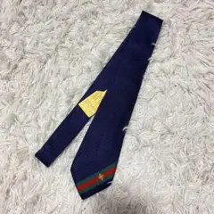 美品 GUCCI グッチ ネクタイ ネイビー 蜂 刺繍 現行品 ミツバチ シルク