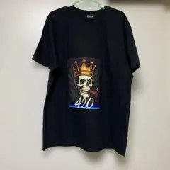 プリンターTシャツ ドクロ柄 Lサイズ