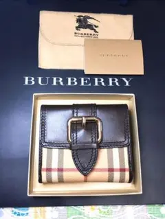 ほぼ未使用 日本製 牛革 バーバリー プローサム BURBERRY 財布 メンズ