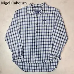 90s Nigel Cabourn ネルシャツ オープンカラー ブルー