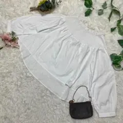 美品 EMODA エモダ ホワイト ブラウス レディース 襟ゴム Fサイズ