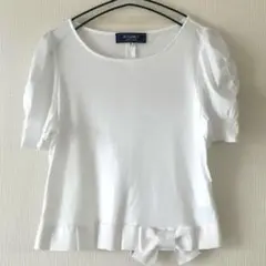 M'S GRACY ホワイト Tシャツ 38 リボン　ファスナー　カットソー