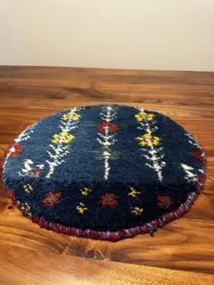円形花柄刺繍マット