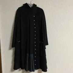 フード付き異素材ワンピース 黒