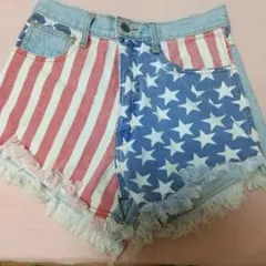 アメリカ国旗デザイン デニムショートパンツ