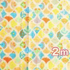 ♡セブンベリー　イエロー　お花＆鳥 ♡ シーチング　１０８㎝×２ｍ　綿１００%
