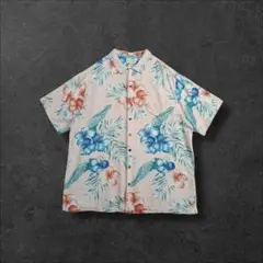 ヴィンテージアロハシャツ古着半袖ボタニカル総柄シルクレーヨンM129