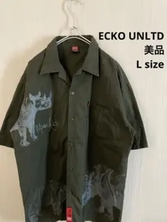 美品　ECKO UNLTD エコーアンリミテッド　開襟シャツ 半袖シャツ　カーキ