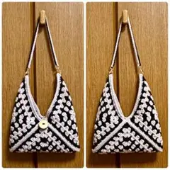 2割引!! ハンドメイド☆モチーフを繋ぎ合わせたハンドバッグ グラニーバッグ