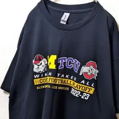 ギルダン TCUカレッジフットボールプレイオフ Tシャツ ブラック黒XL古着