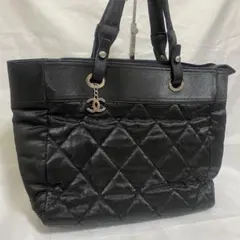 CHANEL パリビアリッツ トートバッグ 黒 ハンドバッグ ナイロン
