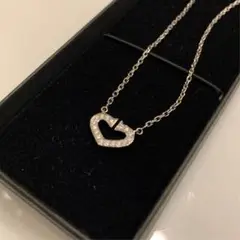 美品✨Cartier Cハートフルダイヤネックレス ホワイトゴールド