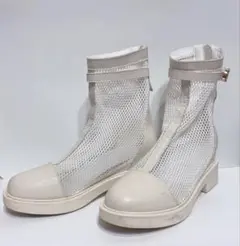 ホワイト　メッシュブーツ