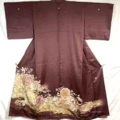 色留袖 作家物 【康】華文 花唐草 紫 正絹 着物 袷 比翼なし 極美品