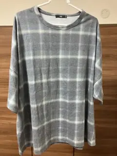 チェック柄 半袖Tシャツ グレー　HARE