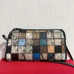 【ほぼ新品】ダイヤモンドパイソン マルチカラー パッチワーク ウォレットにも
