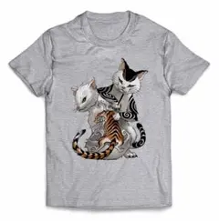 猫 ねこ タトゥー 入れ墨 Tシャツ メンズ レディース キッズ 半袖 プリント
