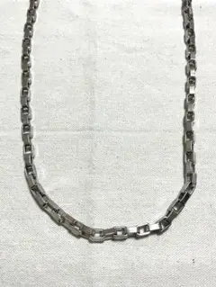 メンズ シルバーカラー チェーンネックレス マットスクエア 幅約7mm