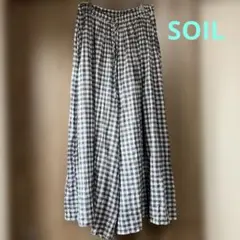 SOIL ギンガムチェック　ワイドイージーパンツチャコール　Ⅱ