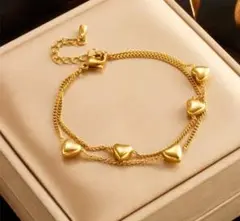 ゴールド サージルカルステンレス 人気♡トレンド ブレスレット ハートたっぷり