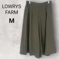 ローリーズファーム ガウチョパンツ ワイドパンツ M カーキ 無地 ウエストゴム