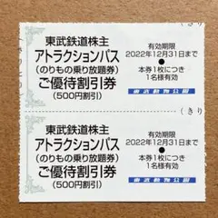東武動物公園 アトラクションパス割引券 2人分