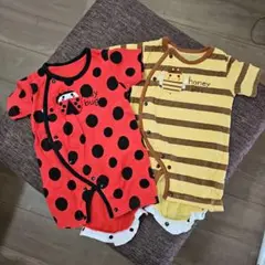 はち・てんとう虫 ロンパース ２枚セット 60-70cm