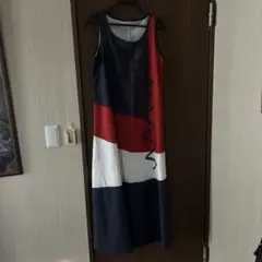 ノースリーブロングワンピース カラーブロック