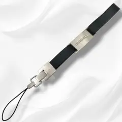 DUNHILL Leather Metal Logo Strap Black
