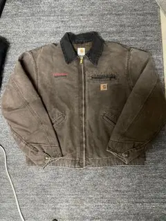 USA製 carhartt デトロイトジャケット 企業ロゴ