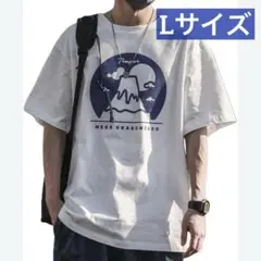 綿 100% Tシャツ 富士山 ホワイト ネイビー Lサイズ オーバーサイズ