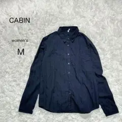 【キャビン】CABIN 黒シャツ M日本製 綿100 長袖 きれいめ シンプル