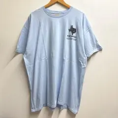 青　水色　バックプリント　Ｔシャツ XL 古着