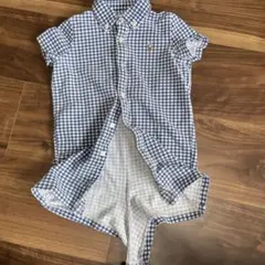 Ralph Lauren チェック柄 半袖シャツ 9M ロンパース
