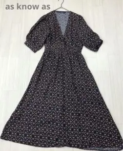 as know as アズノーアズ スキッパー シャツ ロング ワンピース 総柄