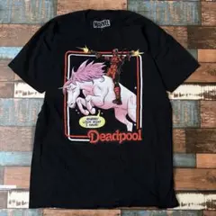 メンズ　古着　MARVEL マーベル　デッドプール　半袖tシャツ　黒　サイズL